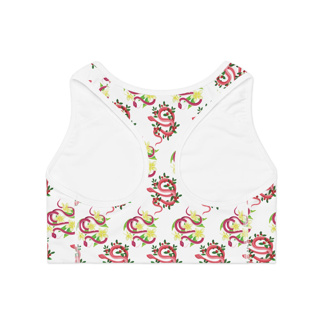 White Snake Print (AOP) Racerback Sports Bra