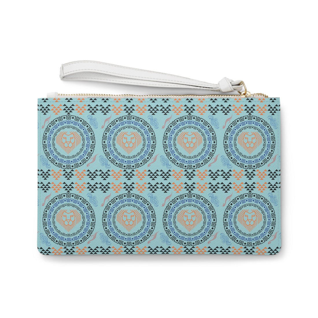 Icy Blue Geo Lion Head Clutch Bag