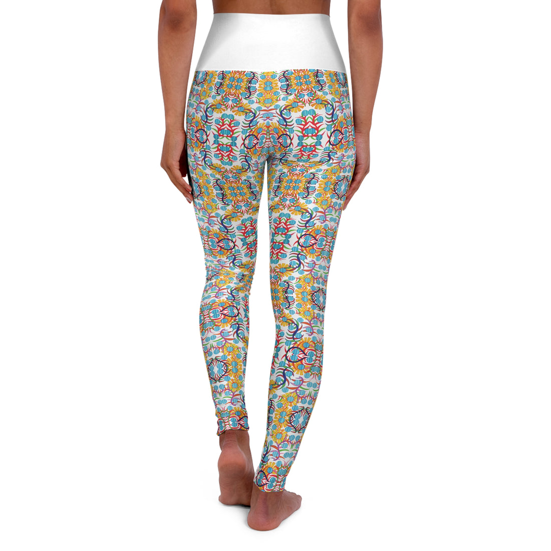 White Sunflower Yoga Leggings