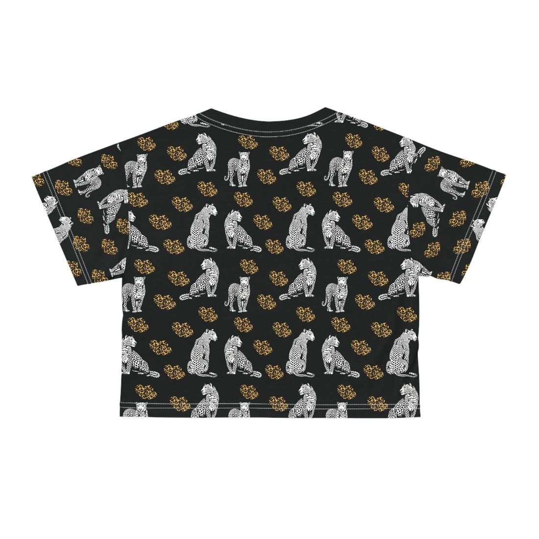 Black Cheetah Hearts AOP Crop Tee