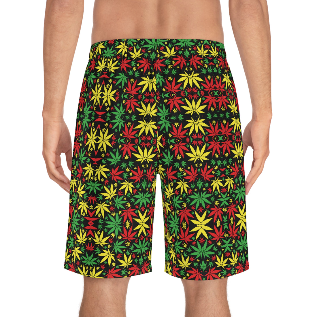 Black Rasta Toned Men's Board Shorts (AOP)