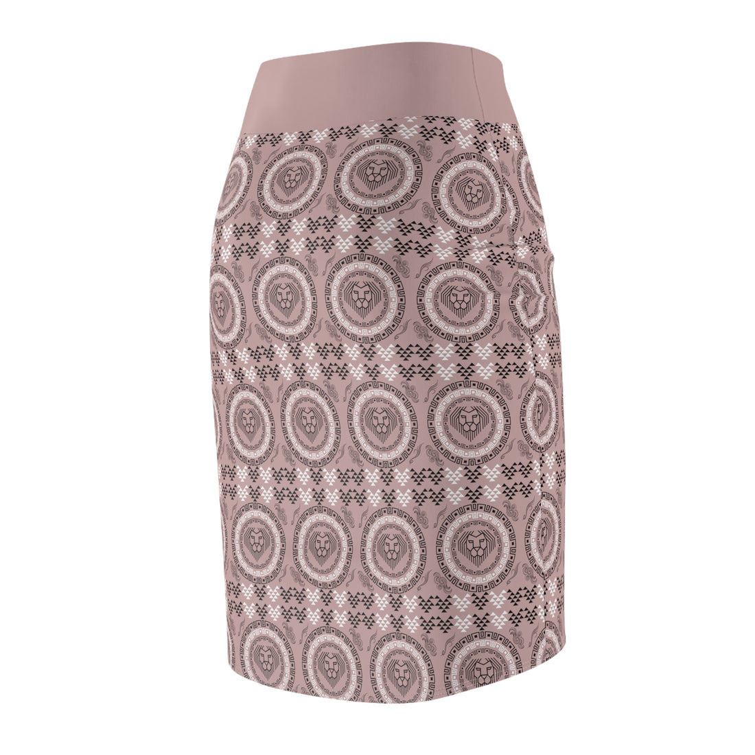 Taupe Geo Lion Head Pencil Skirt