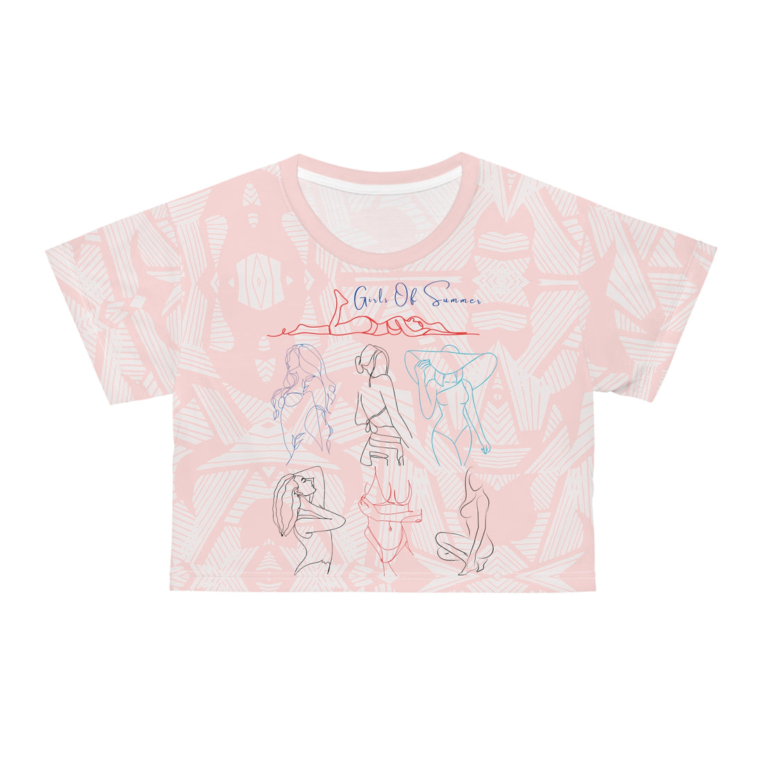 Pale Pink Girls Of Summer AOP Crop Tee