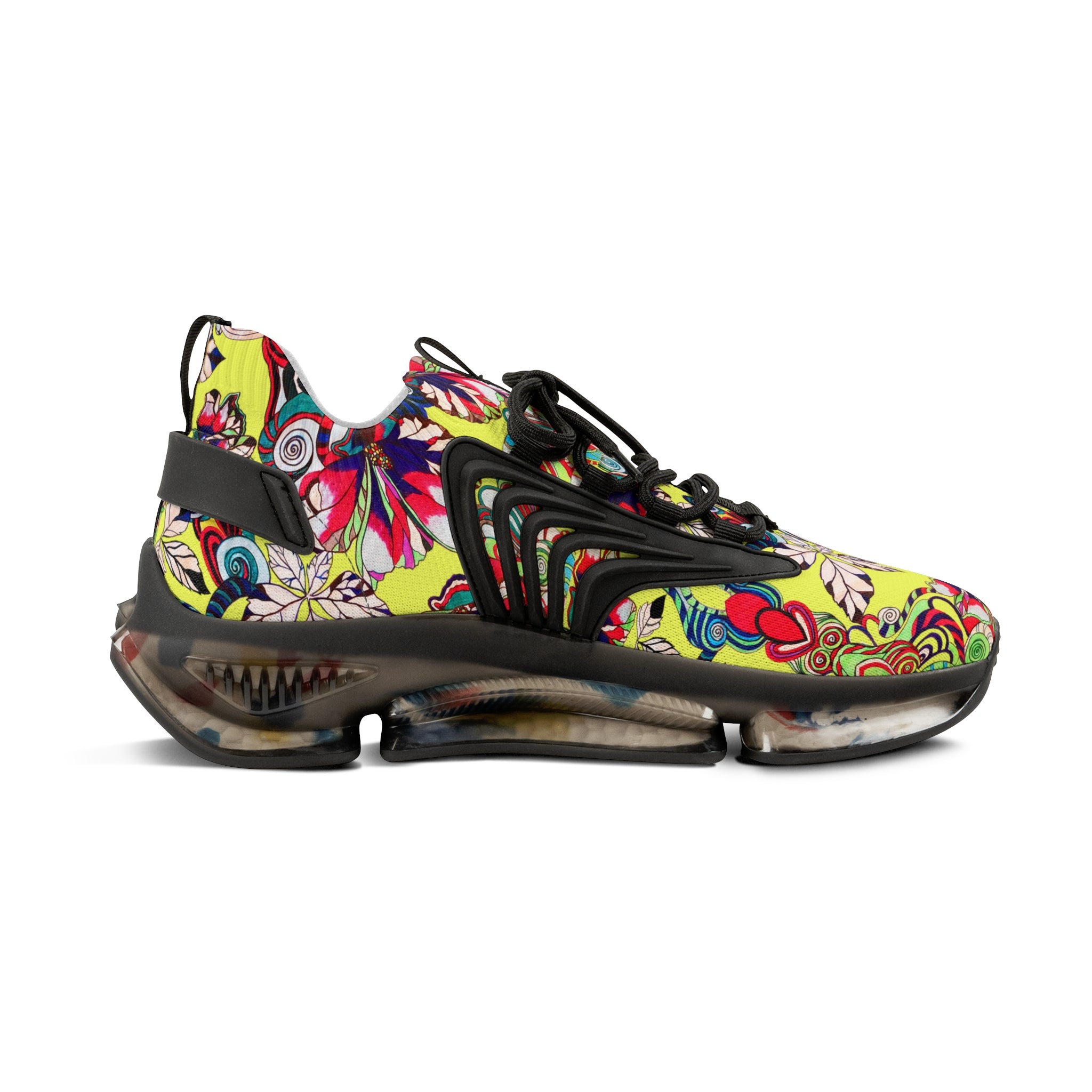 Canary Floral Pop OTT Men's Mesh Knit Sneakers