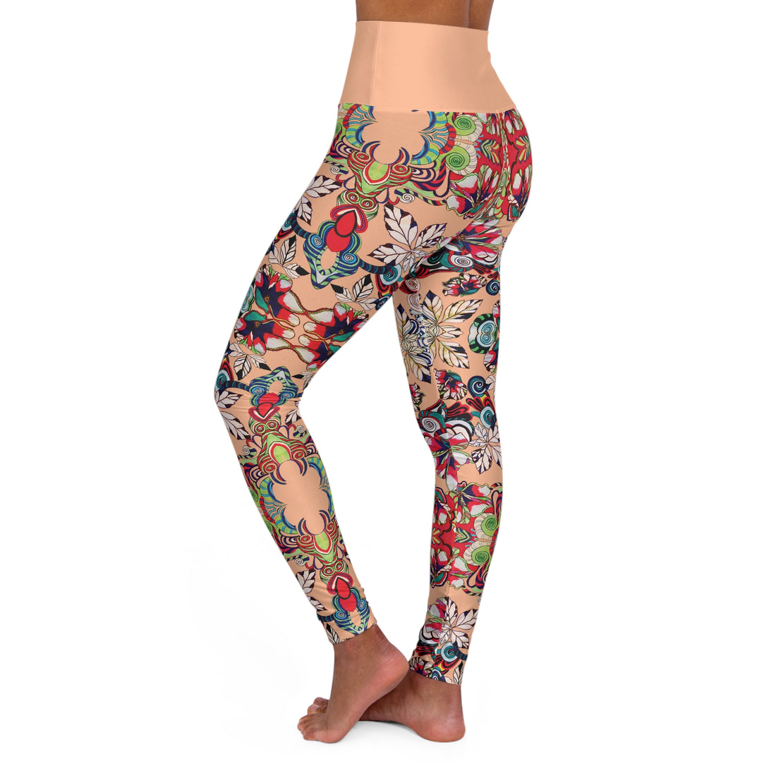 Peach Fuzz Graphic Floral Yoga Leggings