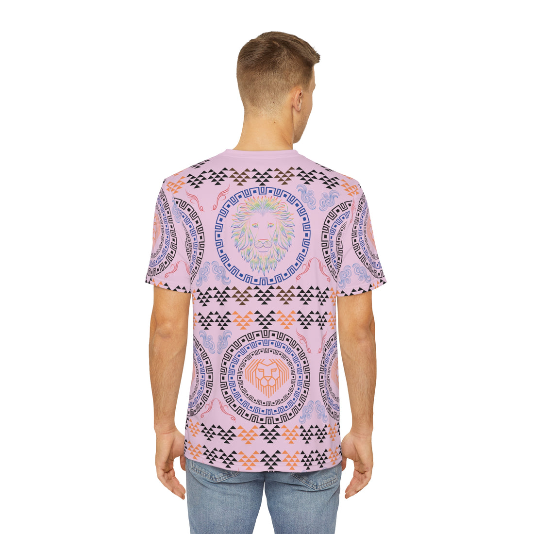 Lilac Geo Lion Head Polyester Tee (AOP)