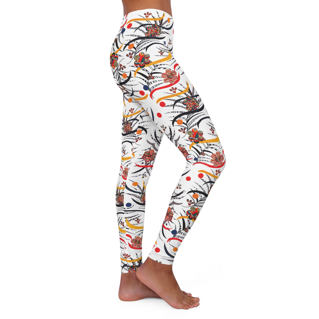 White Wilderness Print Spandex Leggings