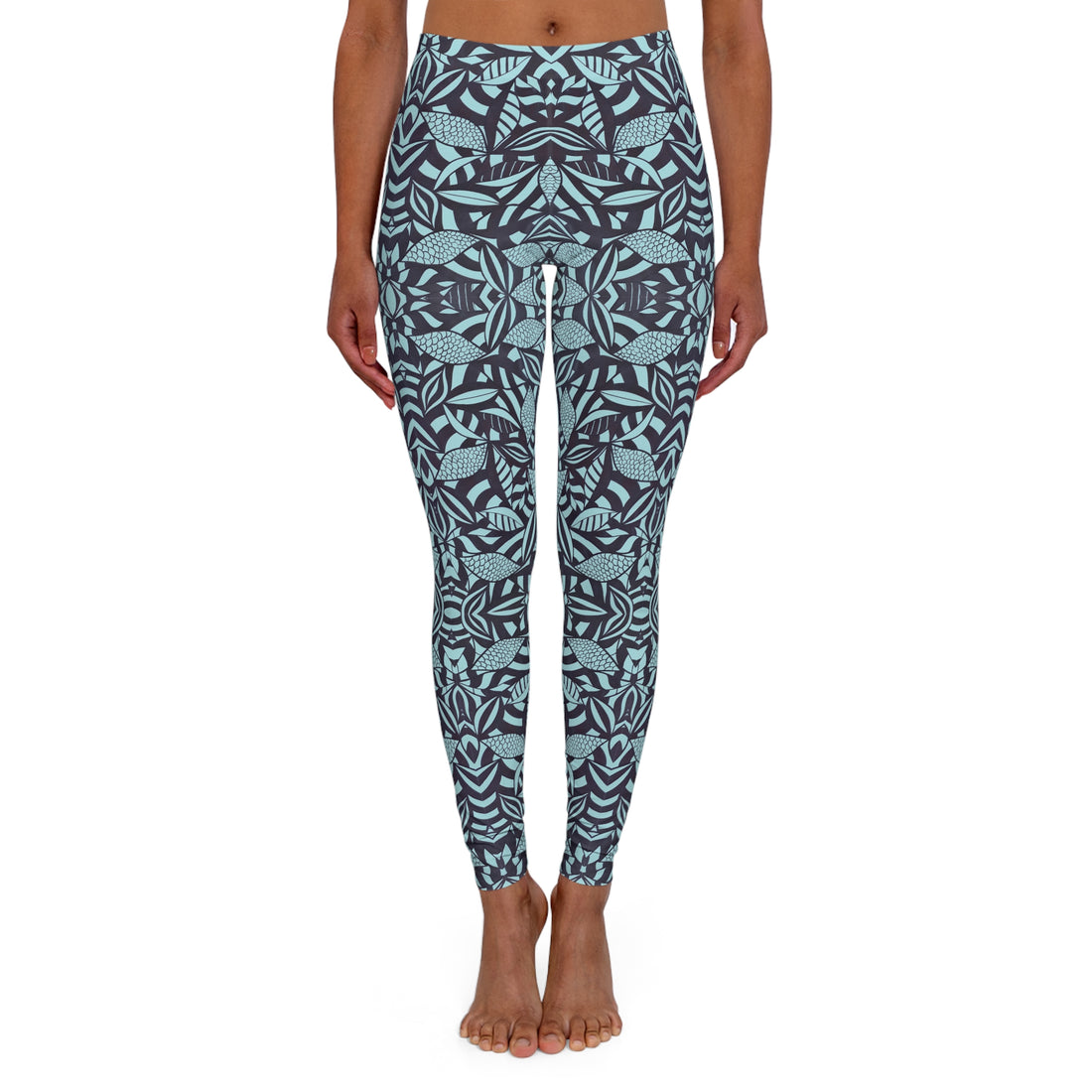 Icy Blue Tropical Minimalist Spandex Leggings