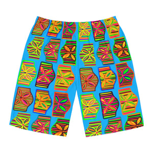 Aqua Deco Print Men's Board Shorts (AOP)
