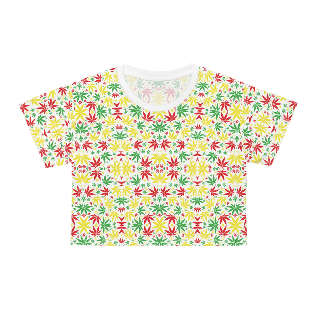 White Tropical Rasta Toned AOP Crop Tee