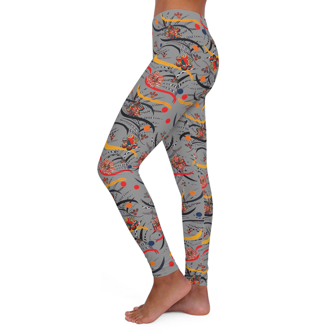 Grey Wilderness Print Spandex Leggings