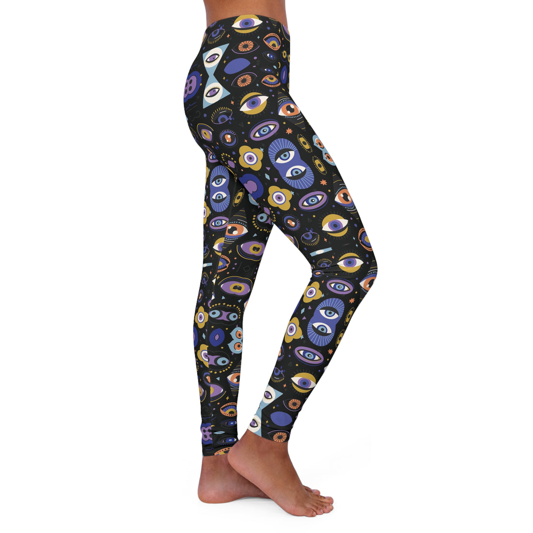 Black Abstract Evil Eye Spandex Leggings