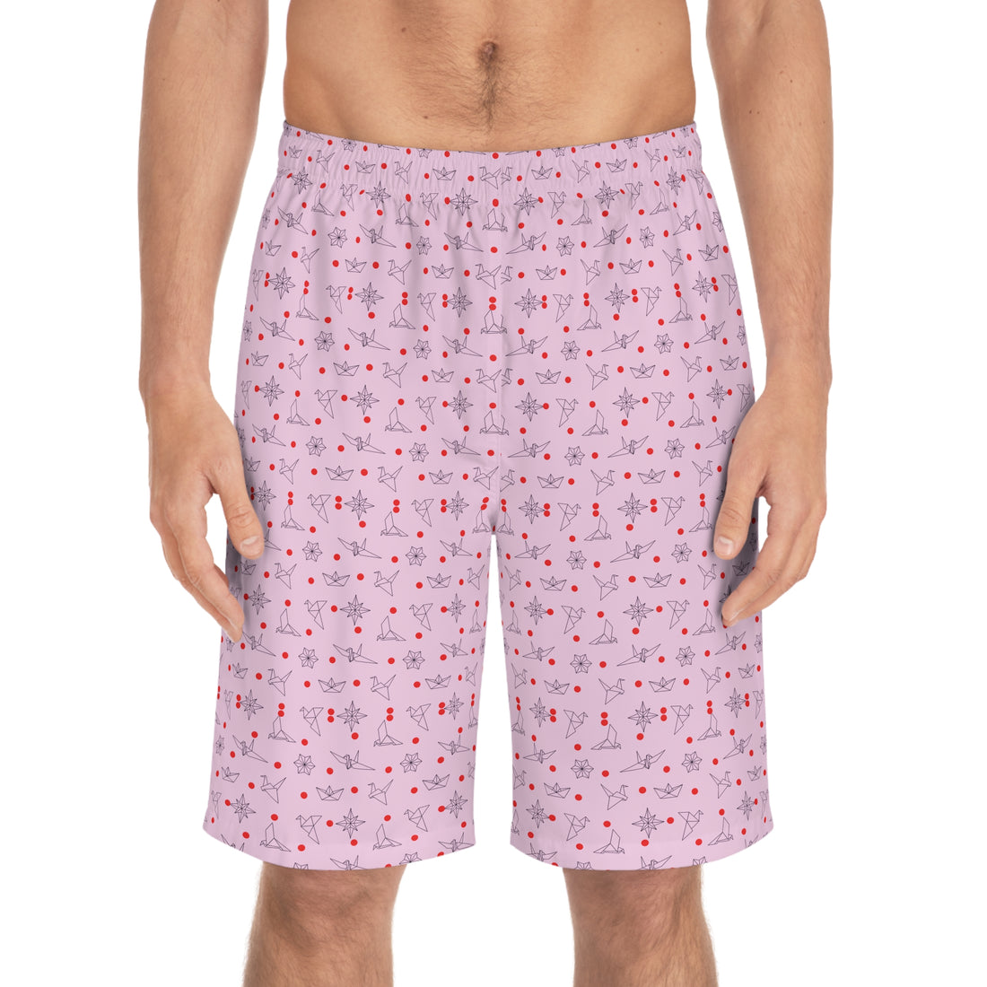 Lilac Origami Men's Board Shorts (AOP)