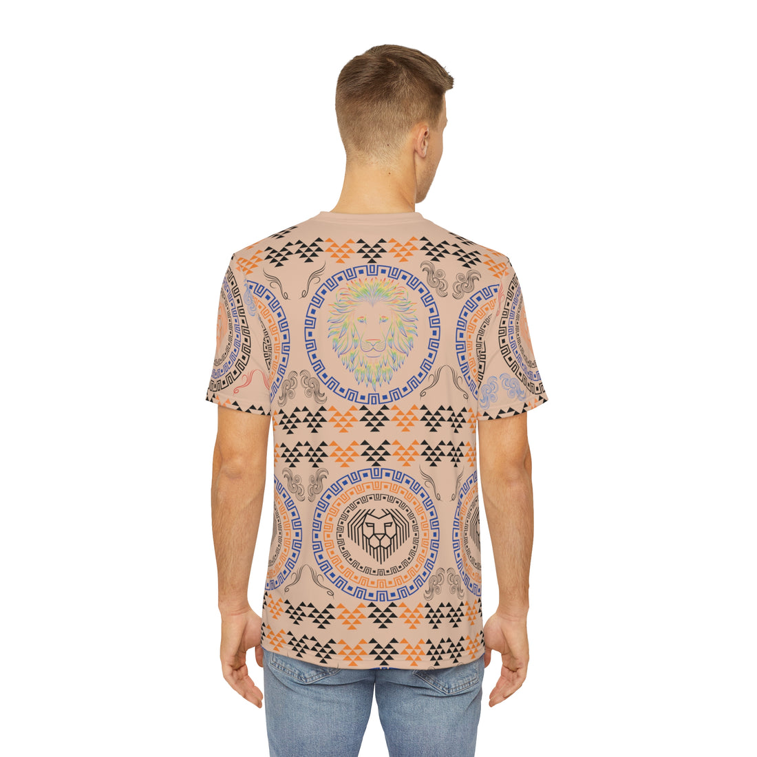 Nude Geo Lion Head Polyester Tee (AOP)