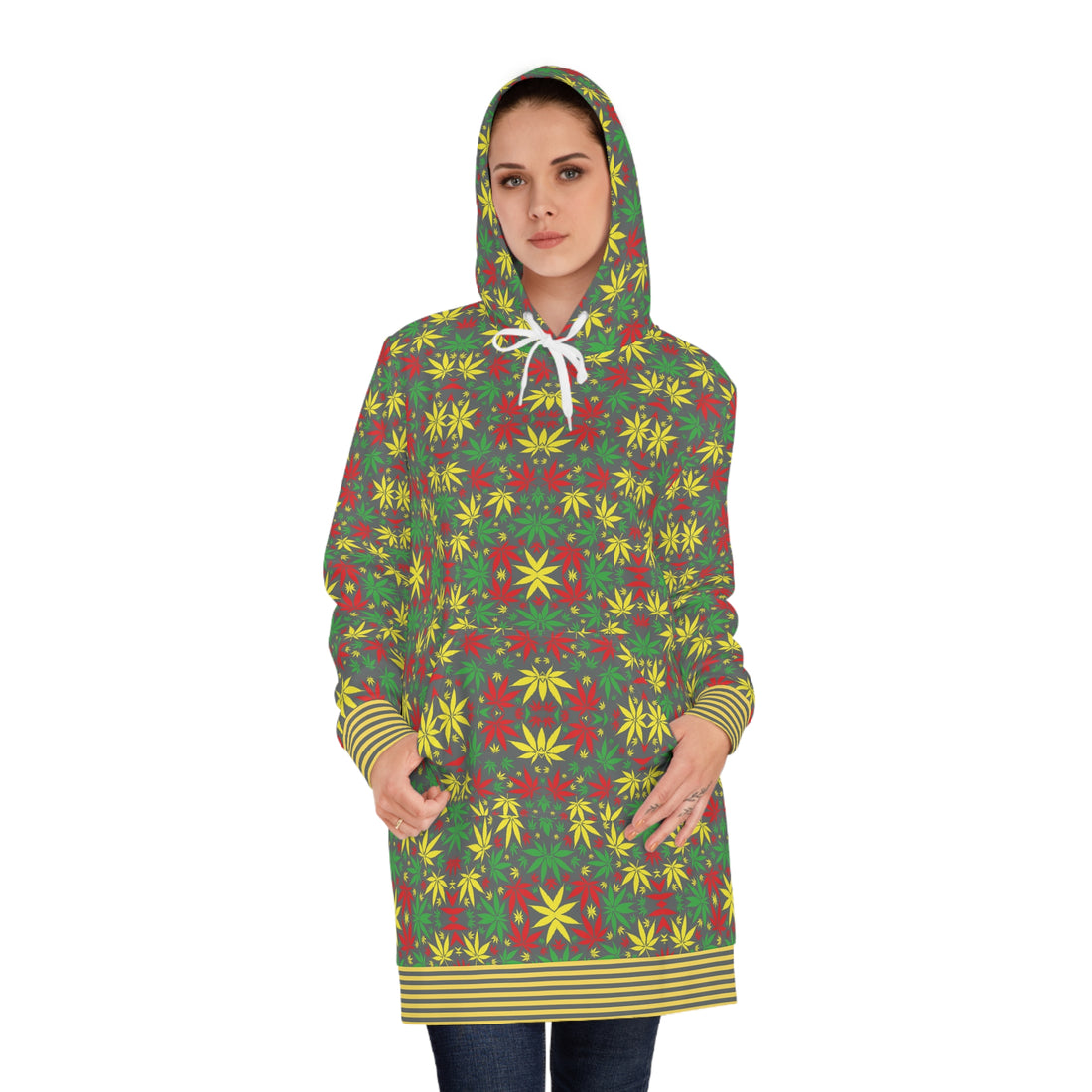 Ash Tropical Rasta Toned Hoodie Dress (AOP)