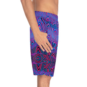 Hot Pink Sonic Print Men's Board Shorts (AOP)