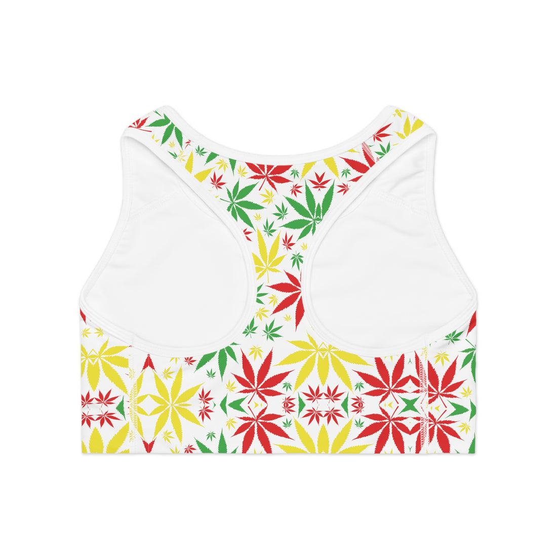 White Tropical Rasta Toned Racer Back (AOP) Sports Bra