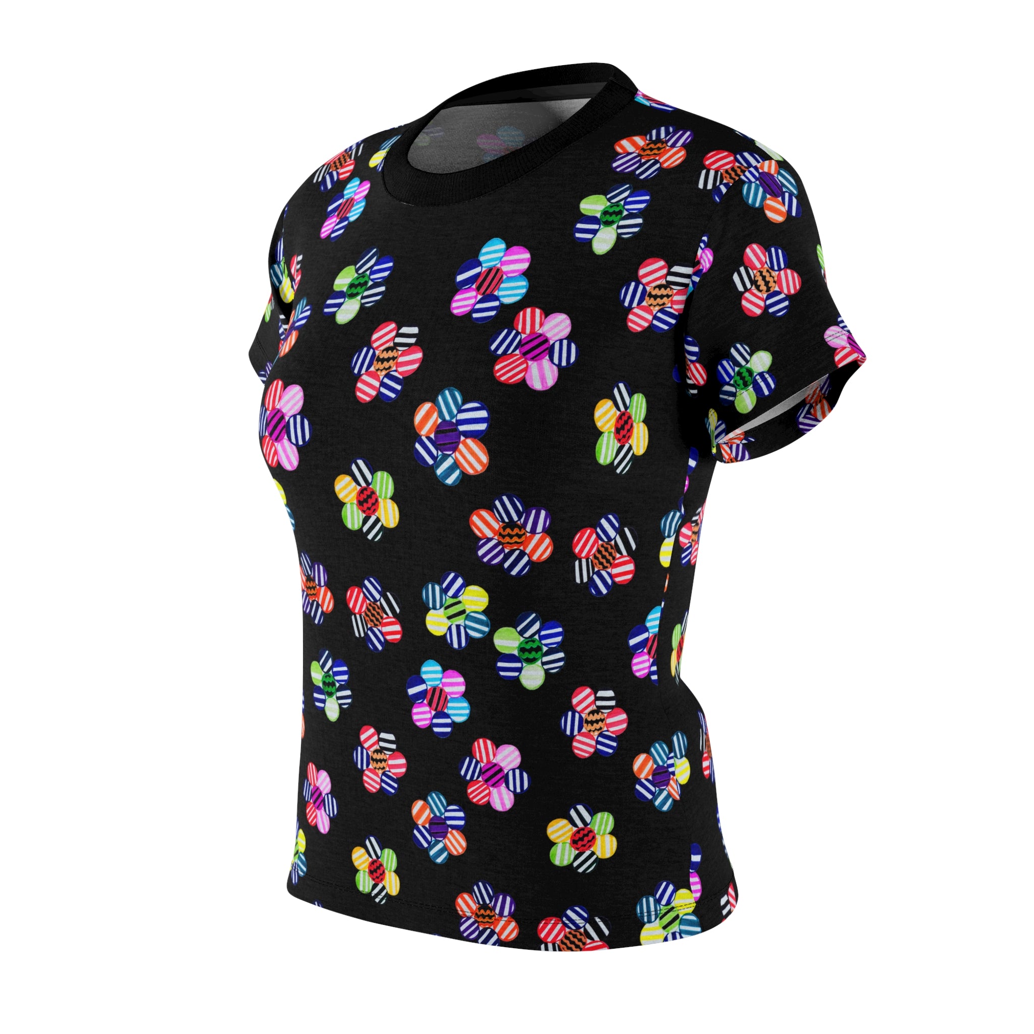 Black Candy Floral AOP Women's Cap Sleeves T-shirt