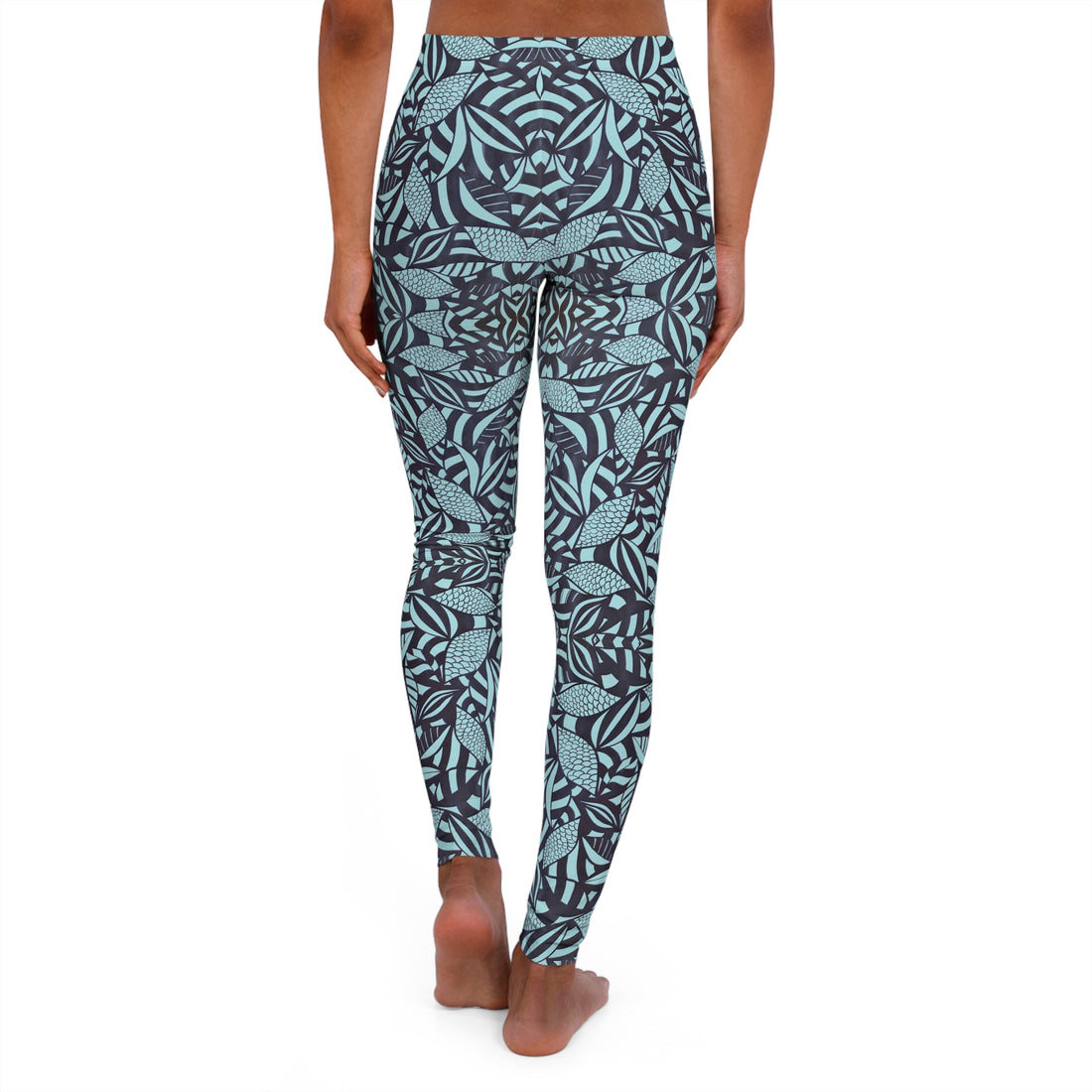 Icy Blue Tropical Minimalist Spandex Leggings