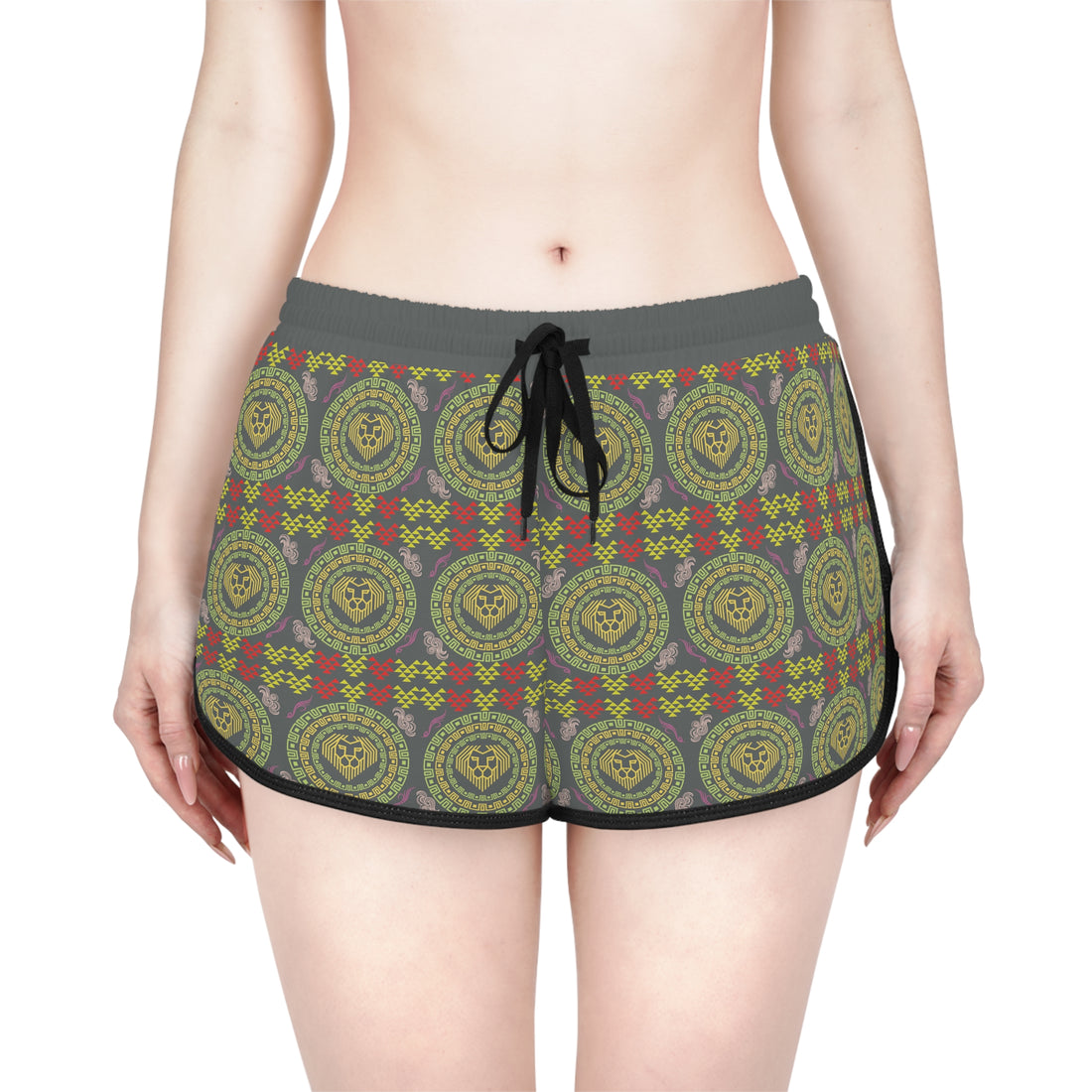 Ash Geo Lion Head Relaxed Gym Shorts