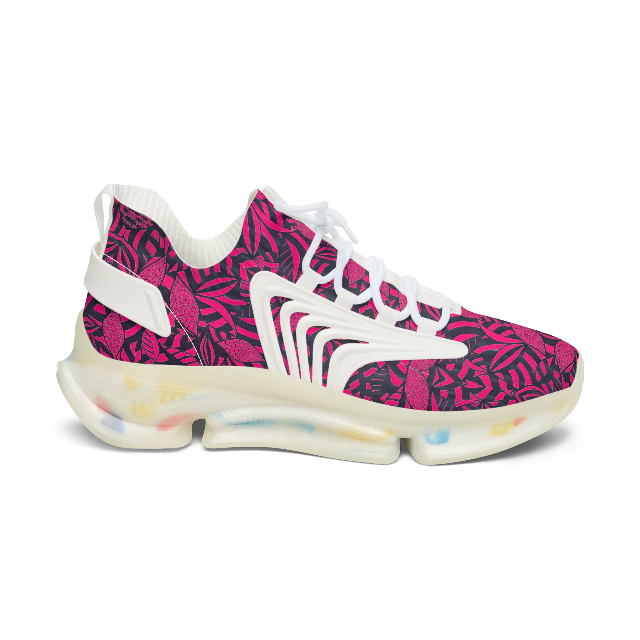 Hot Pink Tropical Minimalist OTT Women's Mesh Knit Sneakers