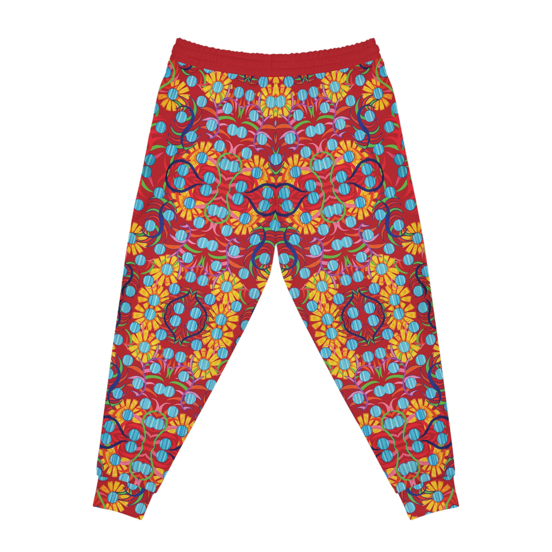 Deep Red AOP Sunflower Print Joggers