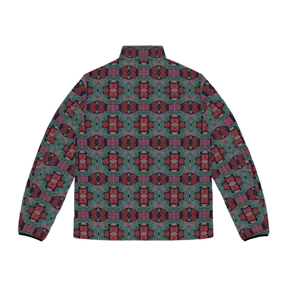 Black Men's Geometric Print Puffer Jacket