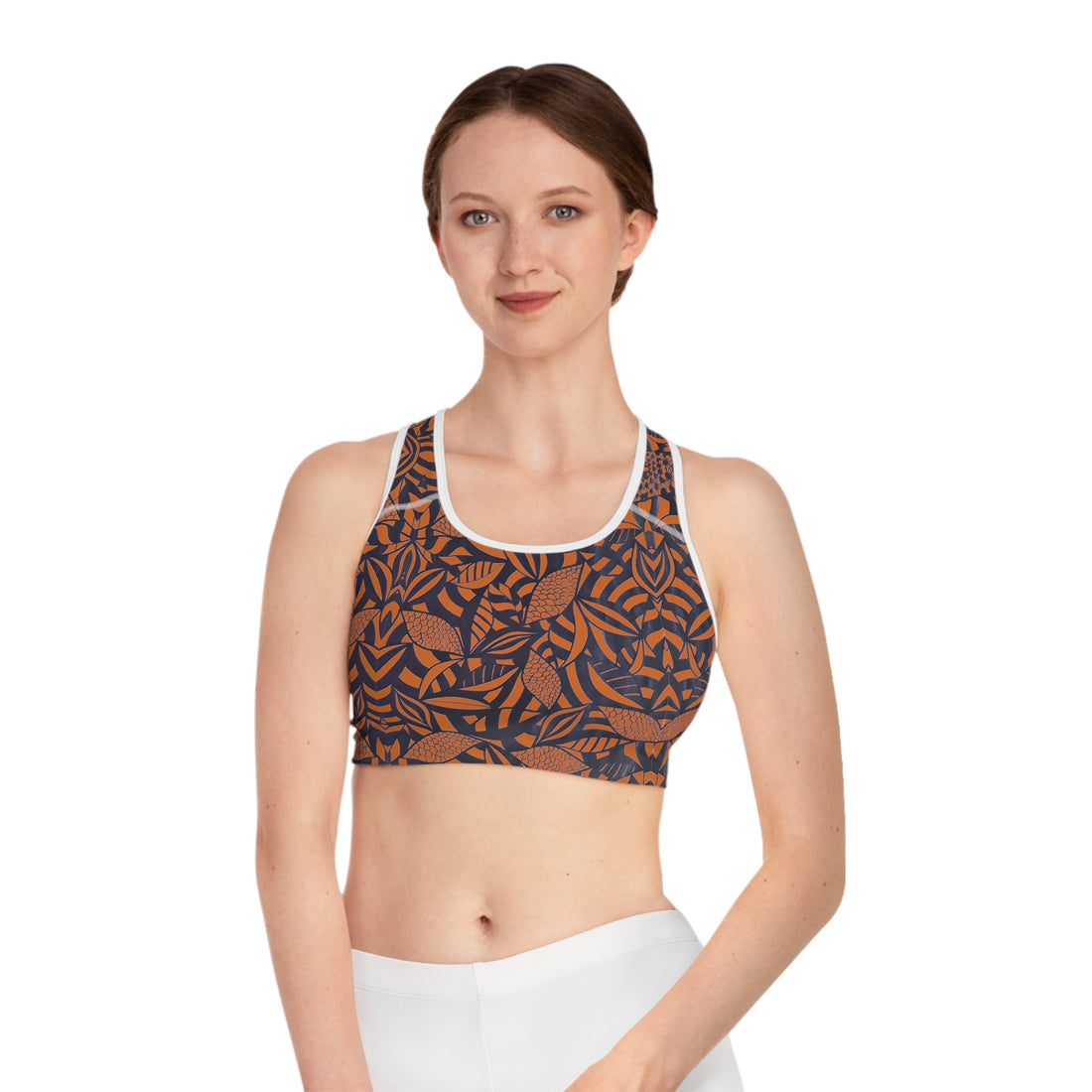 Cinnamon Tropical Minimalist Racerback (AOP) Sports Bra