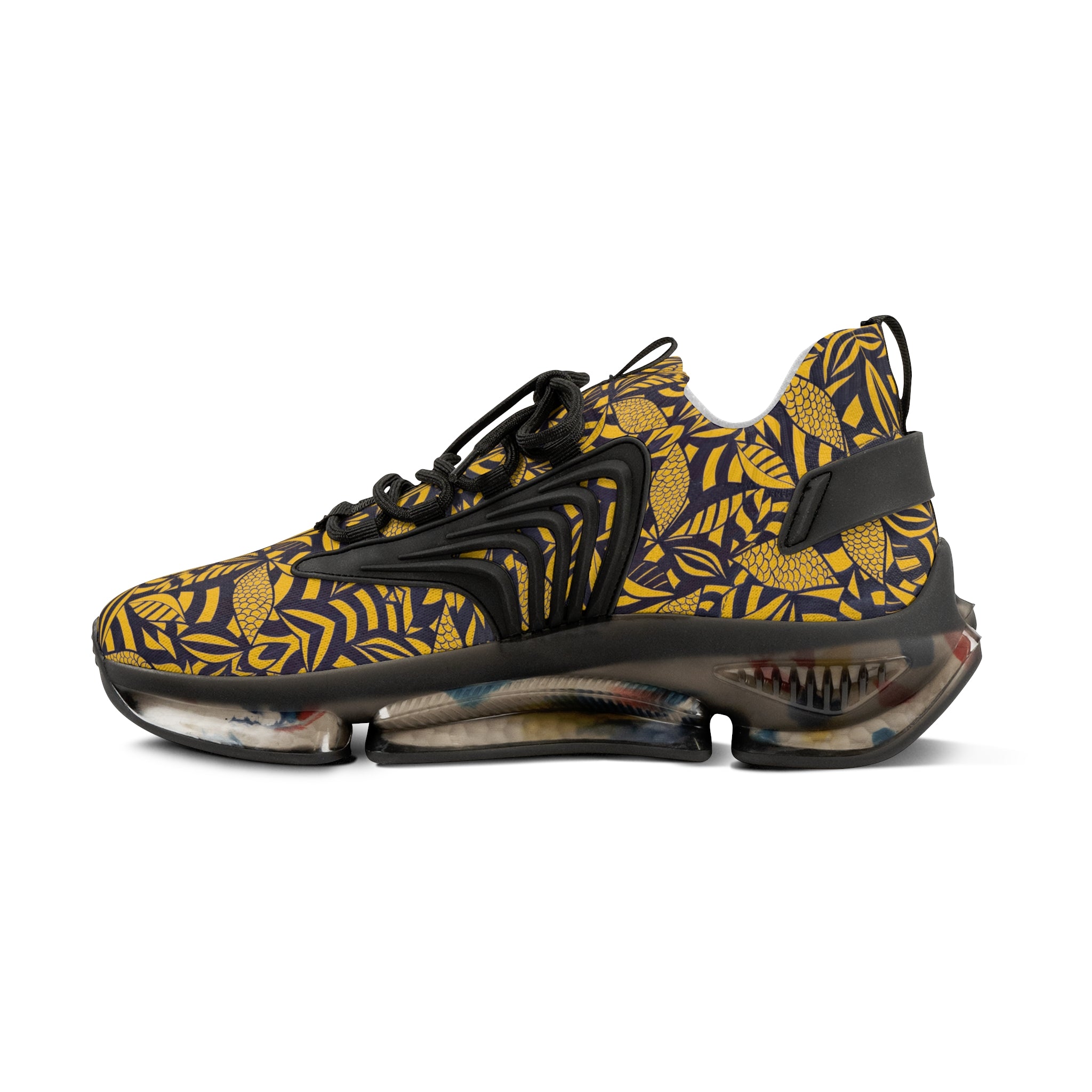 Yellow Tropical Minimalist OTT Men's Mesh Knit Sneakers