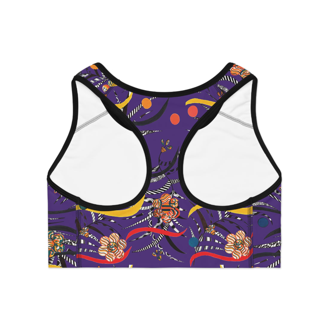 Purple Wilderness Print Racer Back (AOP) Sports Bra