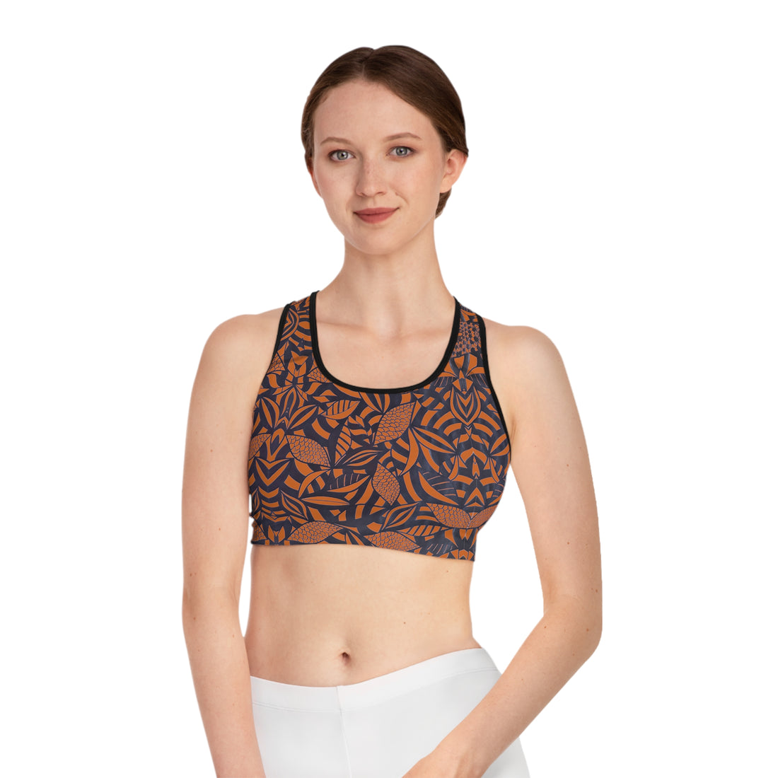 Cinnamon Tropical Minimalist Racerback (AOP) Sports Bra