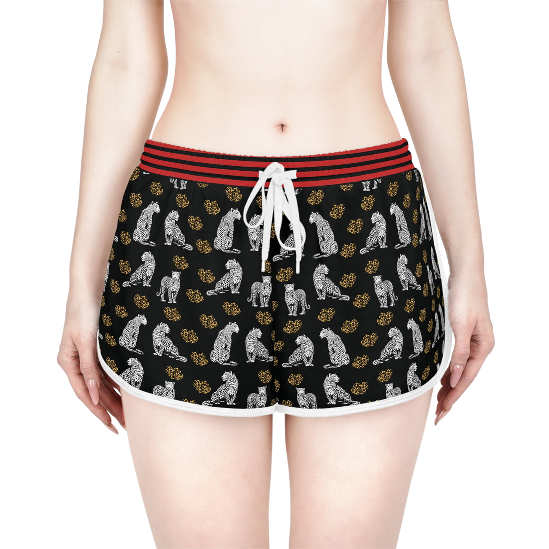 Black Cheetah Hearts Relaxed Shorts