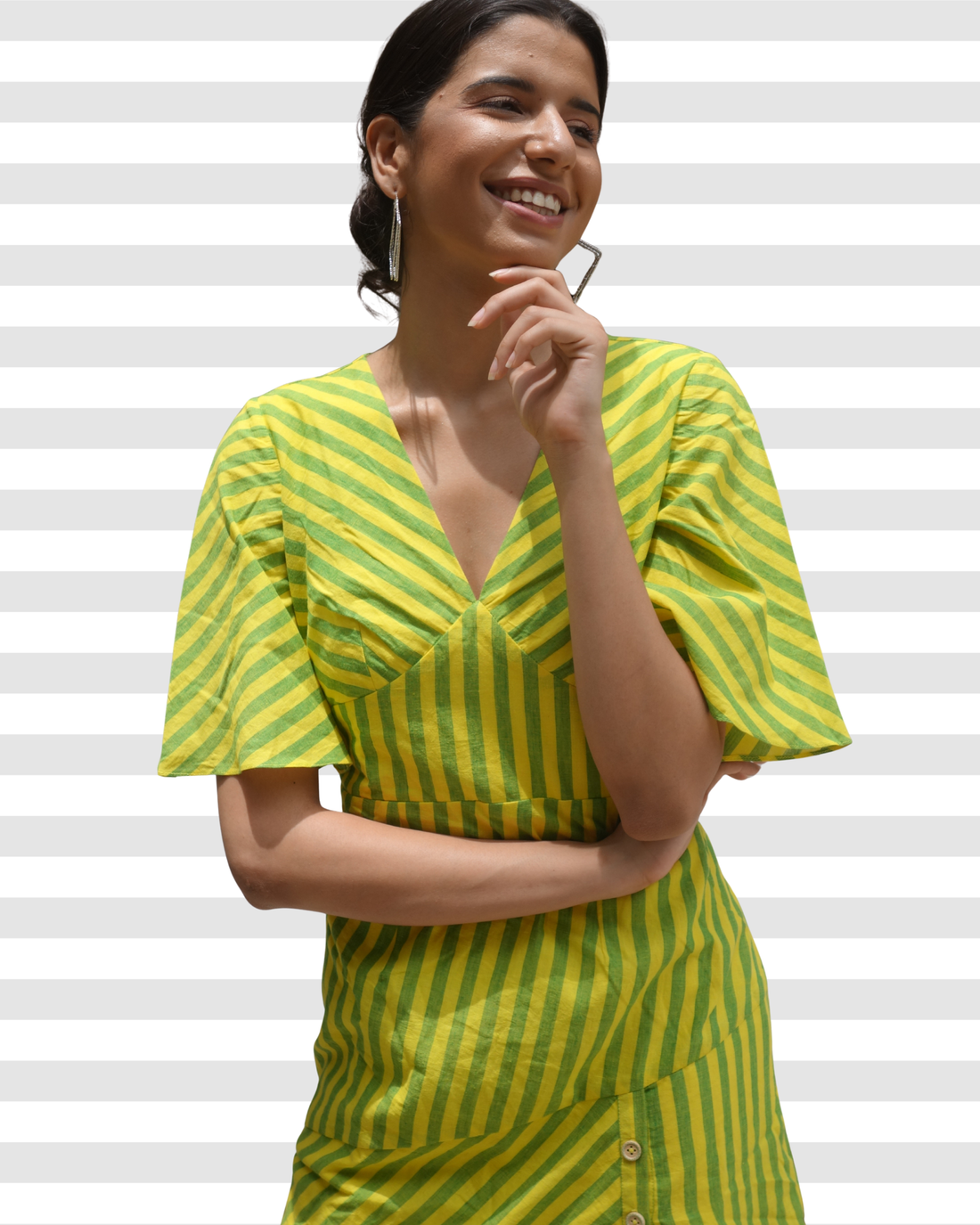 Sunshine Stripes Button Down Cotton Dress