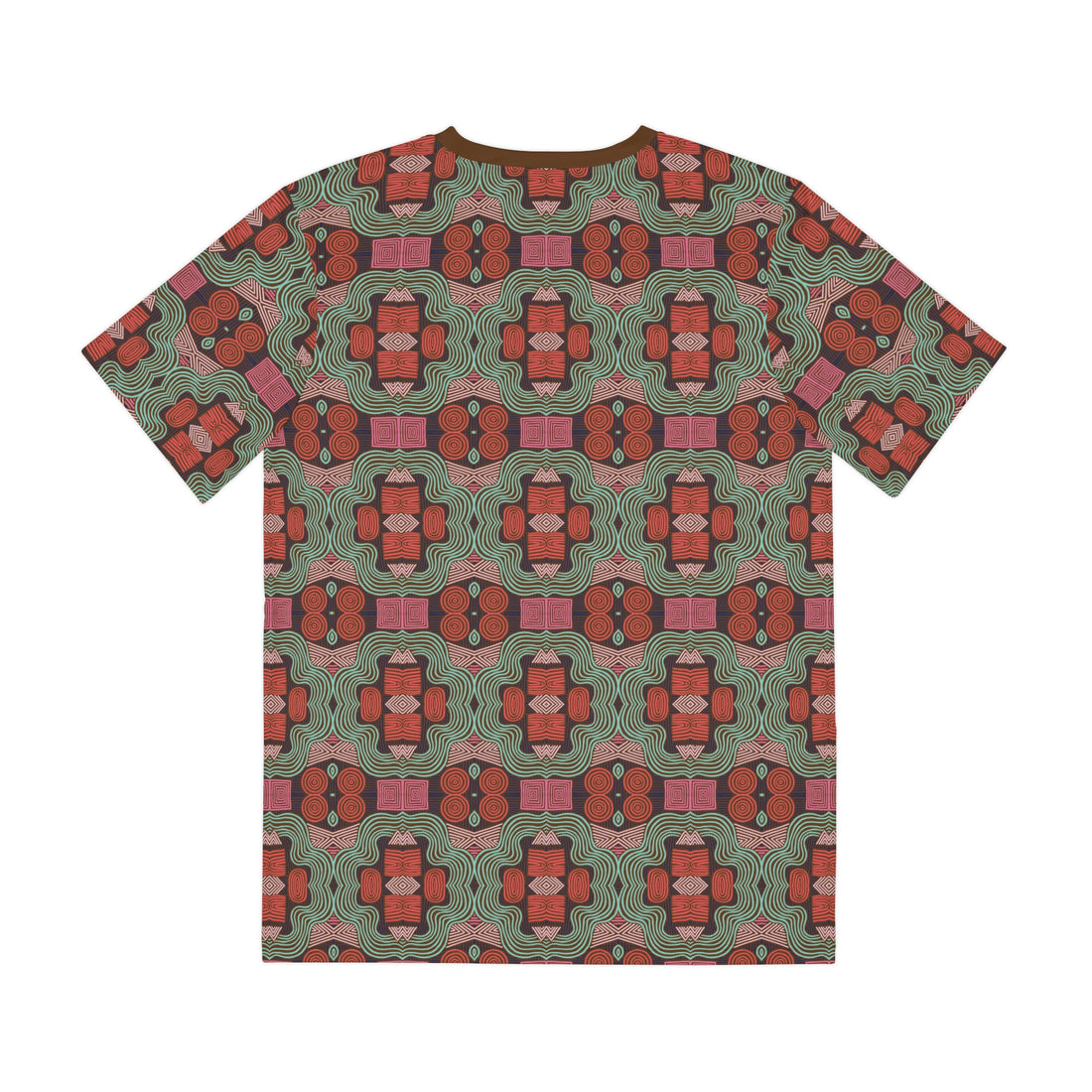 Brown Geometric Print Men's Polyester Tee (AOP)