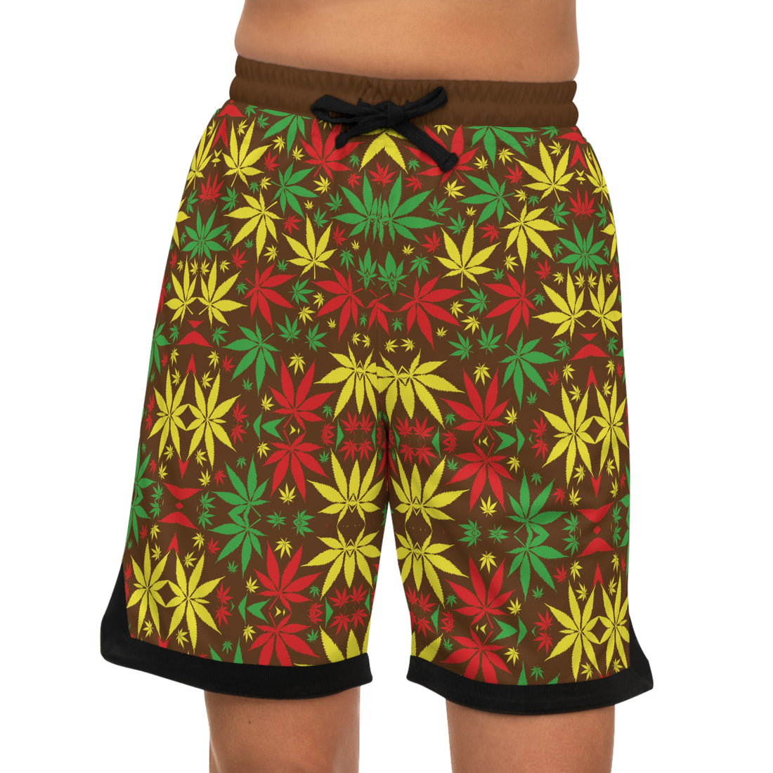 Brown Rasta Toned  Basketball Rib Shorts (AOP)