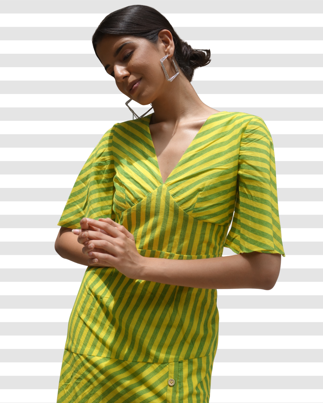 Sunshine Stripes Button Down Cotton Dress