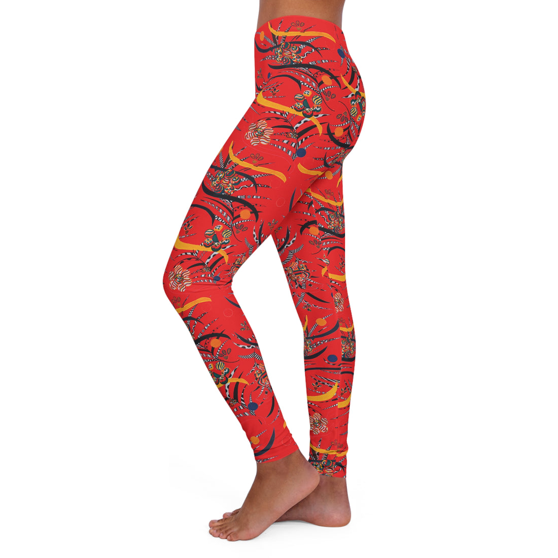 Red Wilderness Print Spandex Leggings