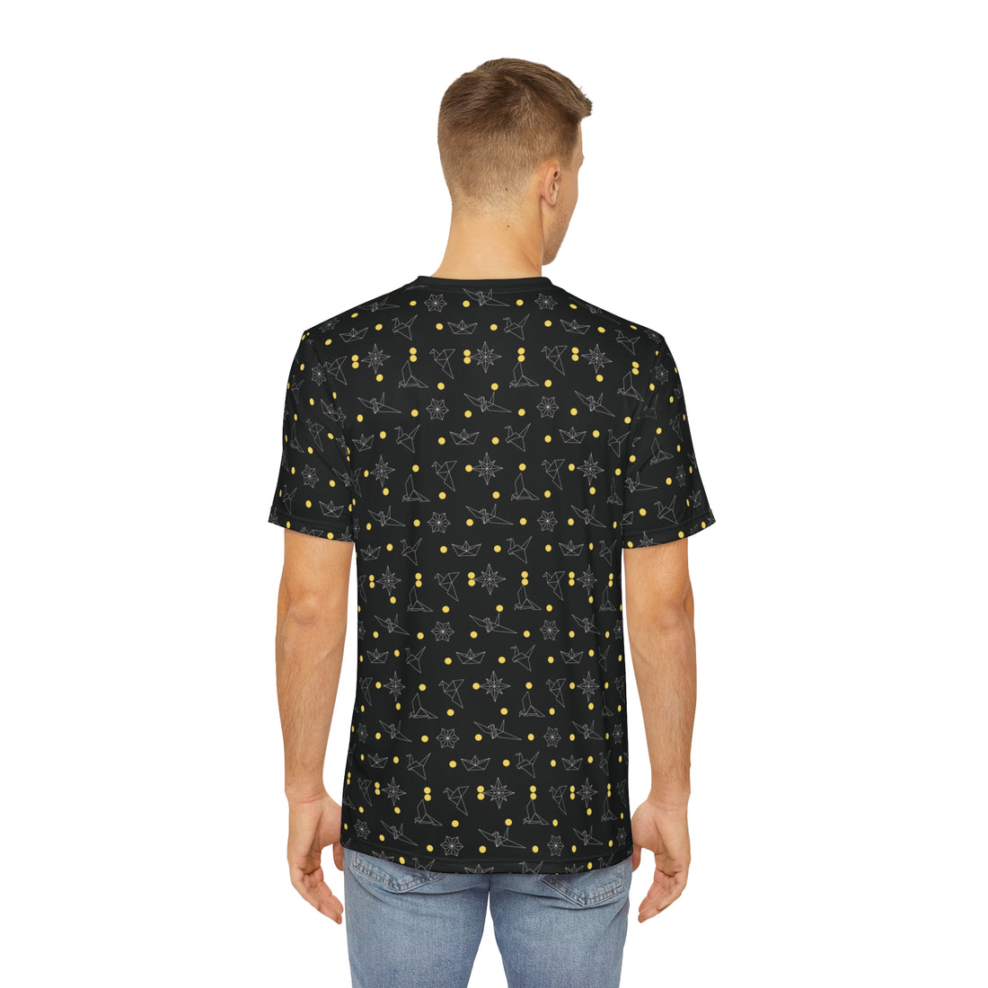 Black Origami Men's Polyester Tee (AOP)