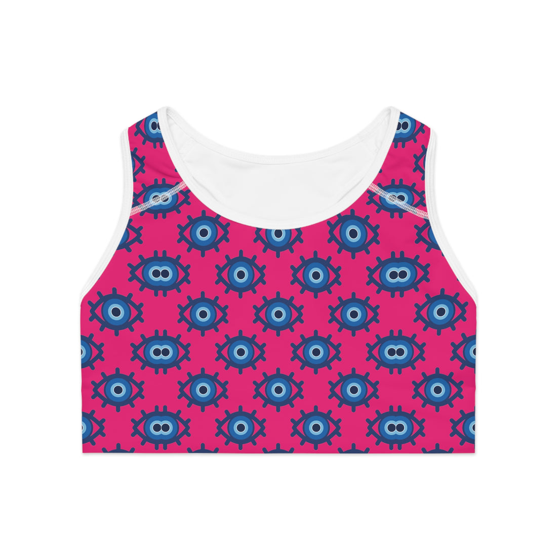 Hot Pink Evil Eye (AOP) Sports Bra