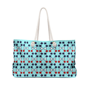 Icy Blue Starry Weekender Tote Bag