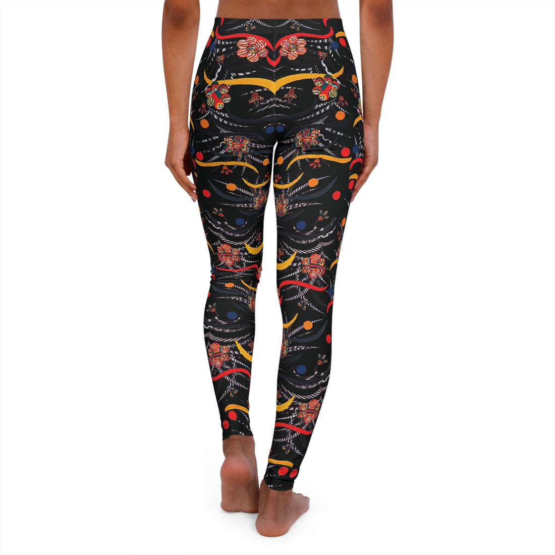 Black Wilderness Print Spandex Leggings