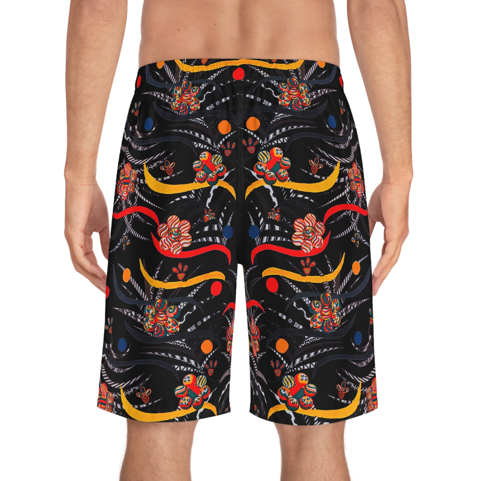 Black Wilderness Print Men's Board Shorts (AOP)