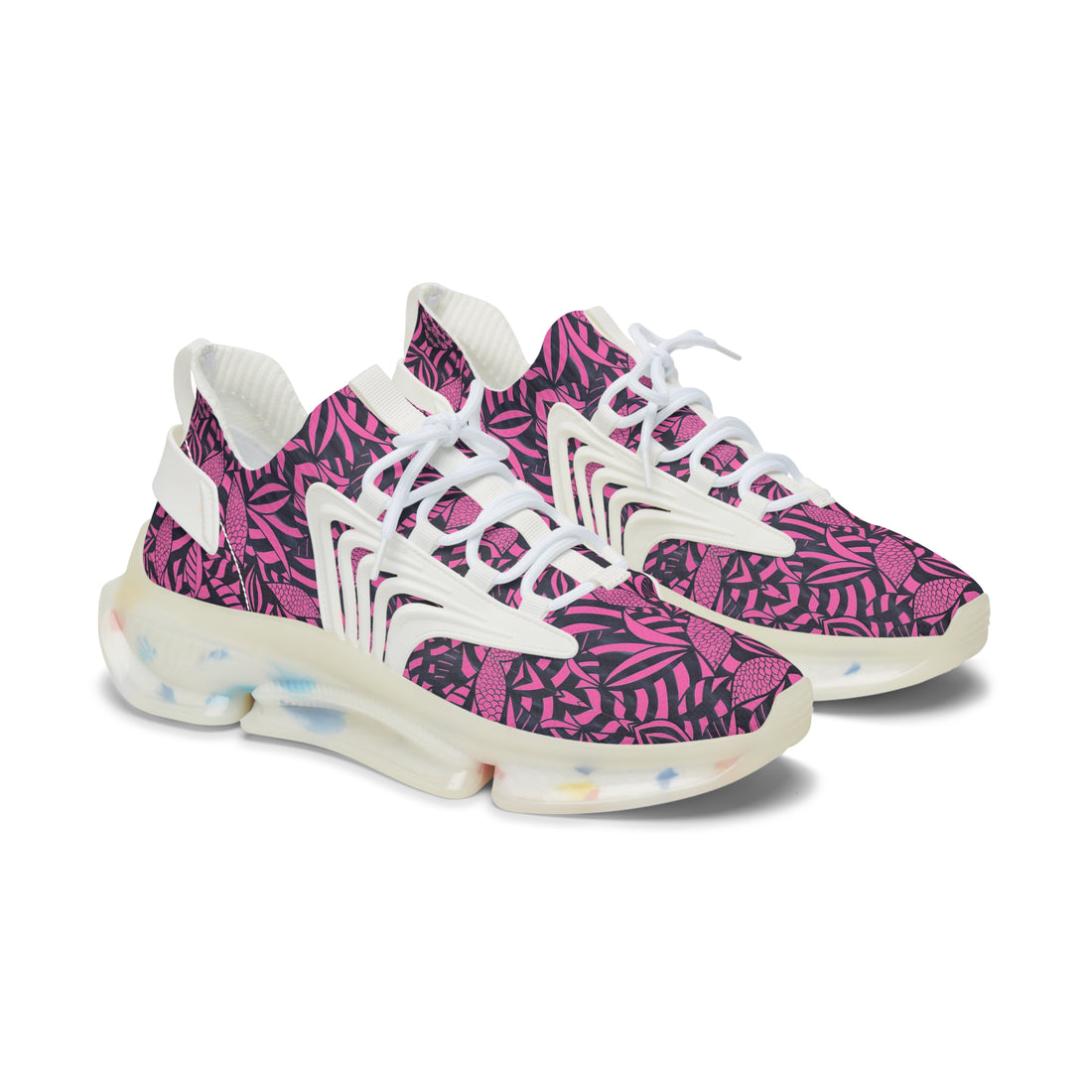 rose women's tropical print mesh knit sneakers