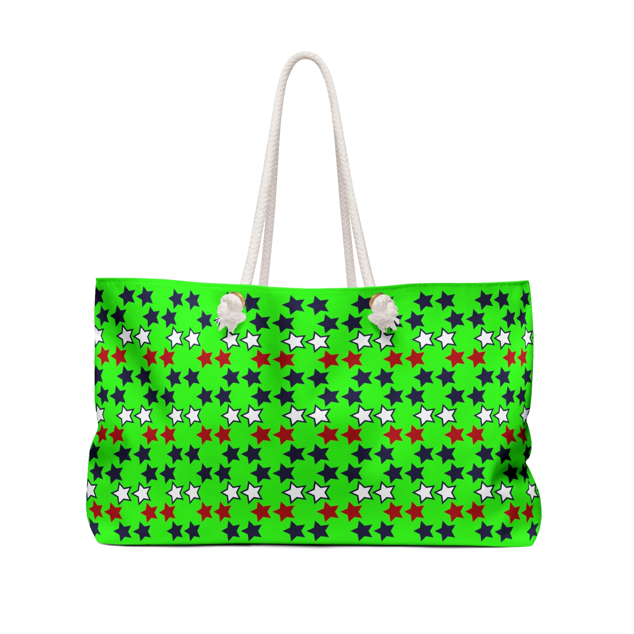 Neon Green Starry Weekender Tote Bag