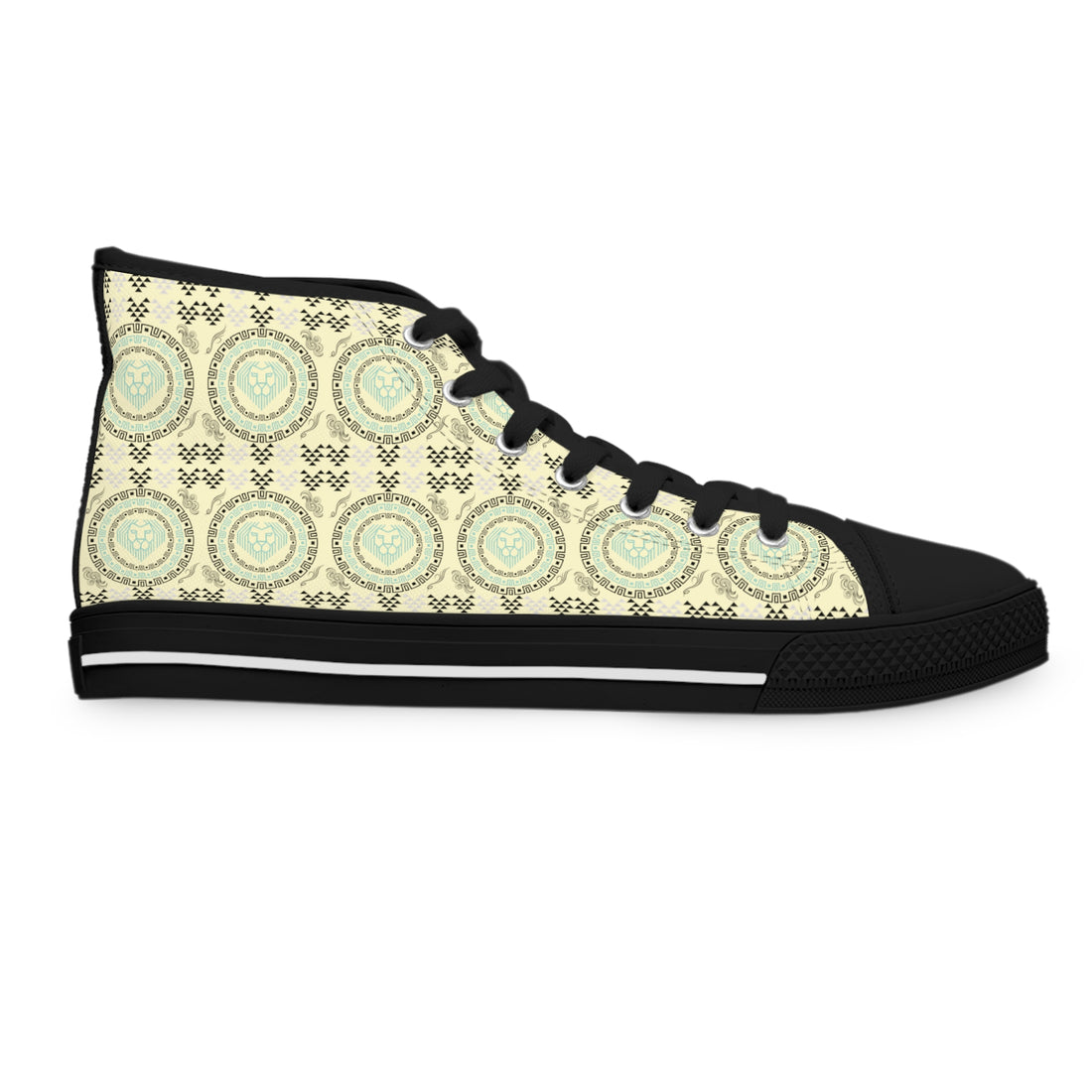 Cream Geo Lion Head Women's High Top Sneakers