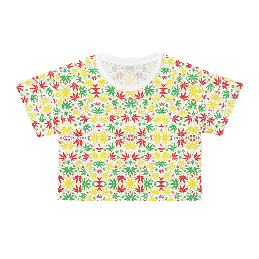 White Tropical Rasta Toned AOP Crop Tee