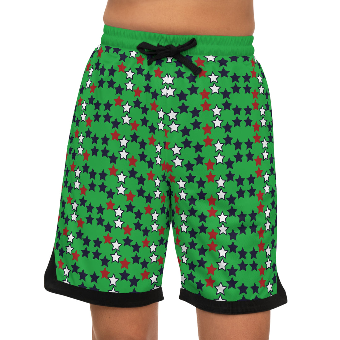 Lawn Green Stardom Basketball Rib Shorts (AOP)