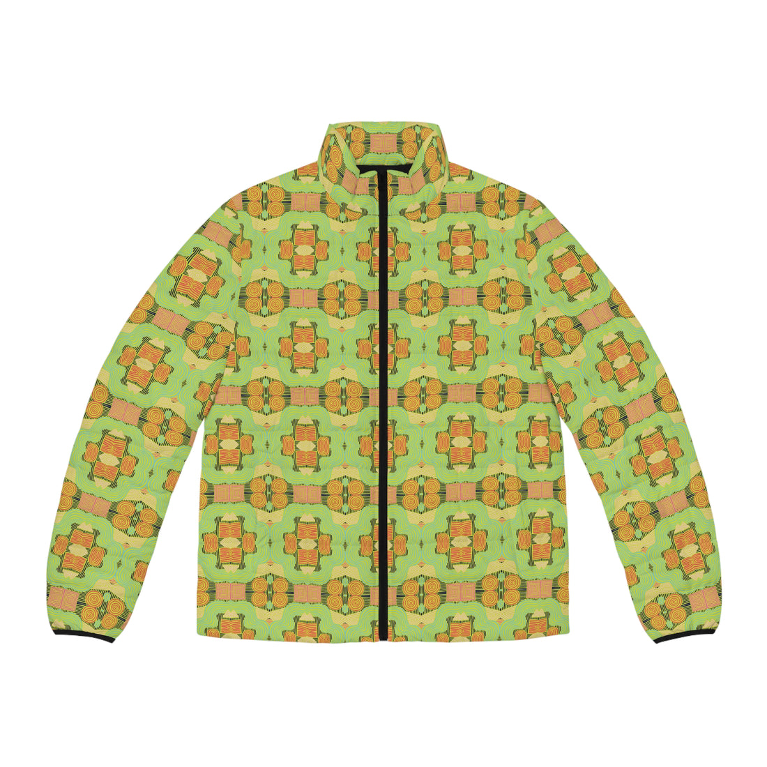 Lime Men's Geometric Print Puffer Jacket