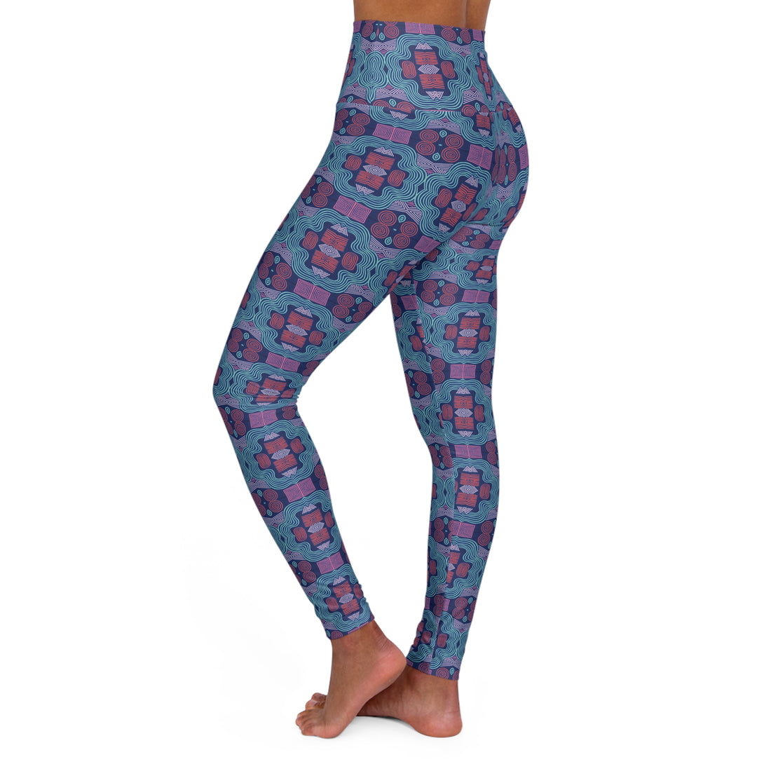 Blue Geometric Print Yoga Leggings