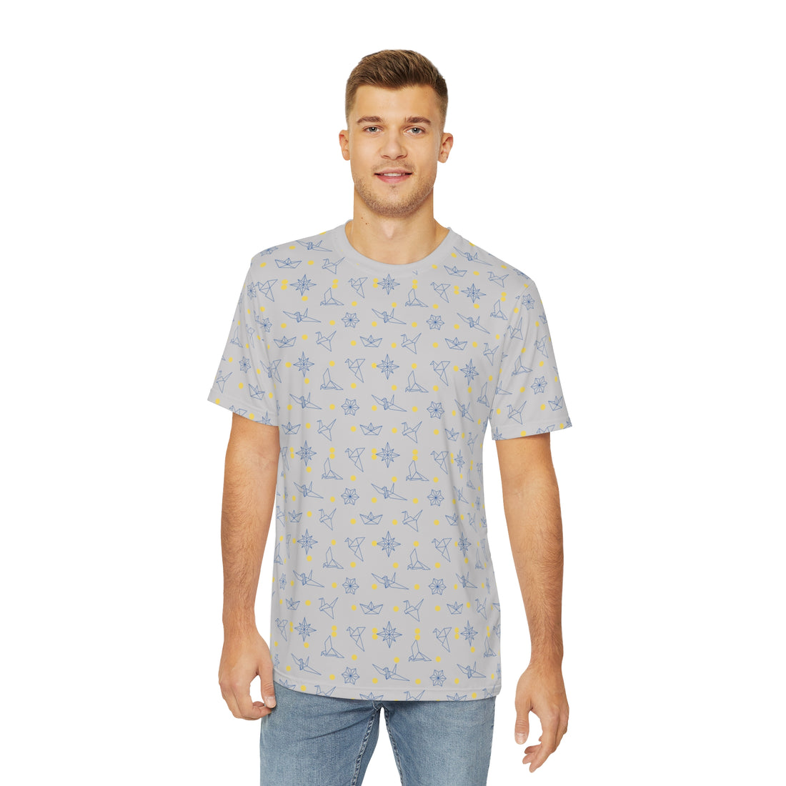 Slate Origami Men's Polyester Tee (AOP)